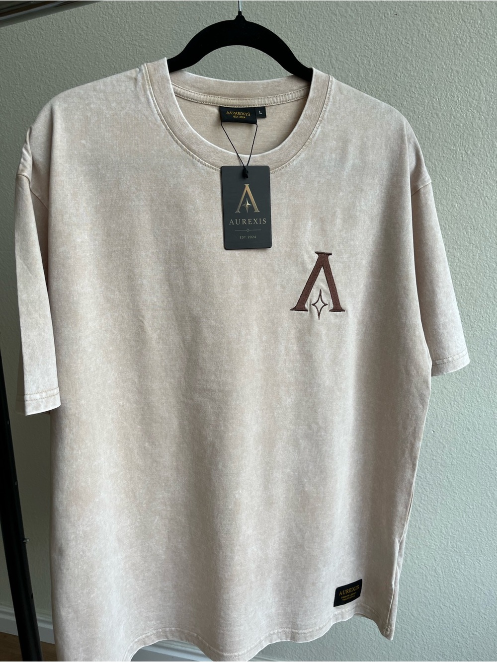 Men's Beige Logo Graphic Tee